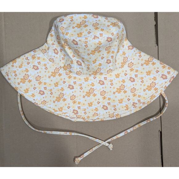 Lack of Color Bucket Hat Size S/ M Peach Bloom Floral Wide Brim Tie Chin Cotton - Picture 2 of 7